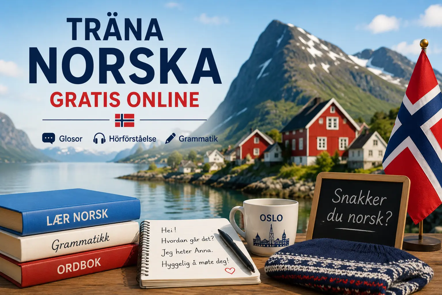 Träna norska gratis online med glosor som skiljer sig från svenska