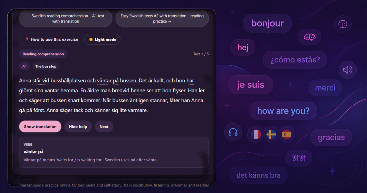 German short texts A2 – reading comprehension with translation